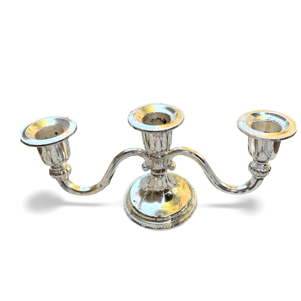 Vintage English Silver-Plated 3-Light Candelabra, Georgian Revival Style
